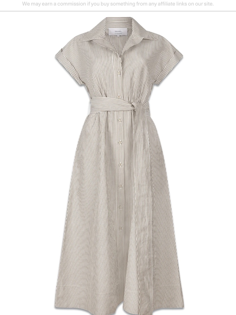 Mondo Corsini Striped Belted Shirt Dress - Neutral Stripe